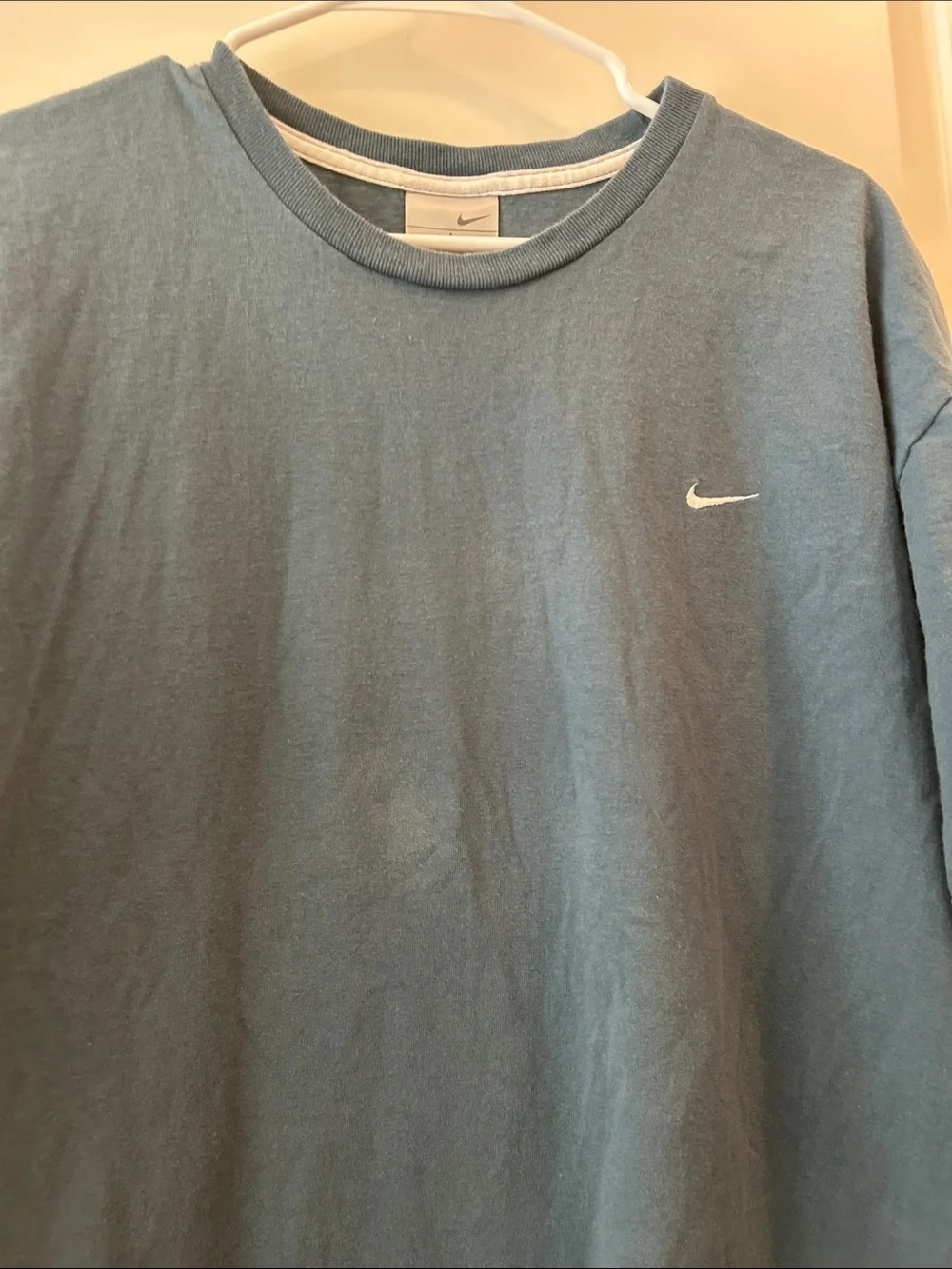 Nike Vintage 2007 Men's Embroidered Logo Short Sleeve Crew T-Shirt L Dusty Blue